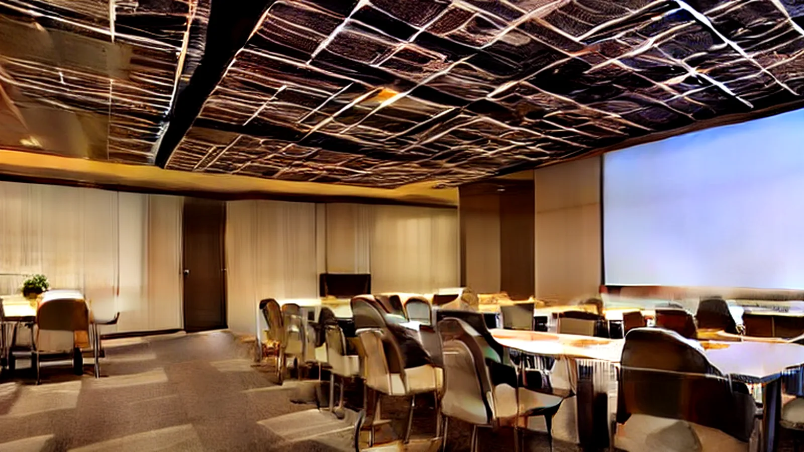 Meeting room with subtle context halo on prepared participants