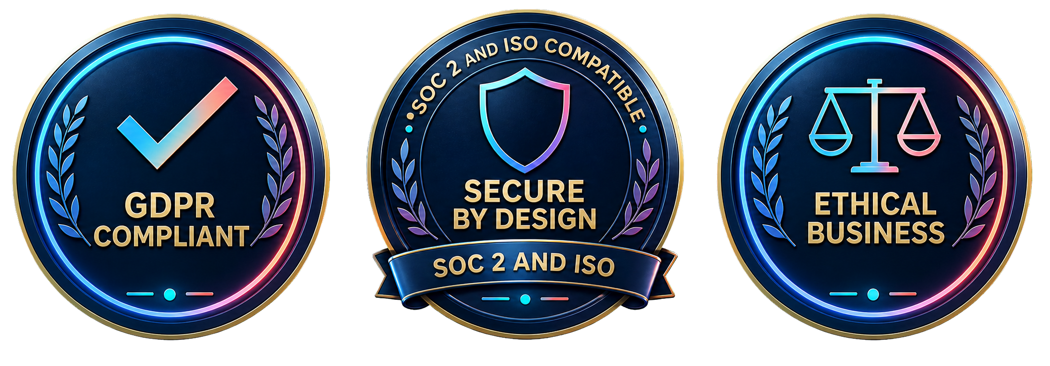 GDPR Compliant, Secure by Design with SOC 2 and ISO compatibility, and Ethical Business